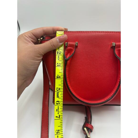 Carpisa Red Faux Leather Crossbody Satchel Top Handle Bag Removable Strap - Picture 7 of 10
